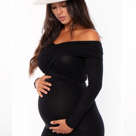 MATERNITY MARIBELLA OFF THE SHOULDER DRESS - Picture 1 of 3
